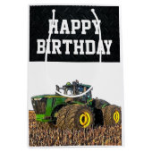 Happy Birthday Tractor Boerderij Equipment Agricul Medium Cadeauzakje (Voorkant)