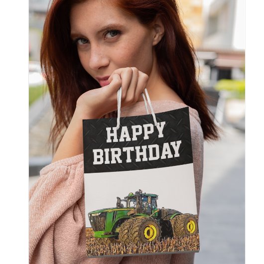 Happy Birthday Tractor Boerderij Equipment Agricul Medium Cadeauzakje