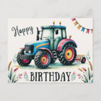 Happy Birthday Tractor Briefkaart