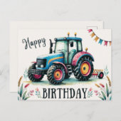 Happy Birthday Tractor Briefkaart (Voorkant / Achterkant)