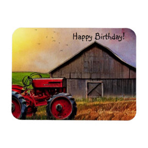 Happy Birthday Tractor en Barn Magneet
