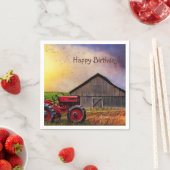 Happy Birthday Tractor en Barn Servet (Insitu)