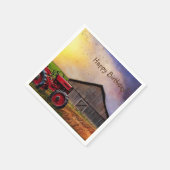 Happy Birthday Tractor en Barn Servet (Hoek)