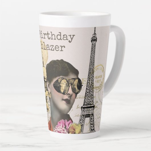 Happy Birthday Trailblazer Steampunk  Latte Mok (Rechterhoek)