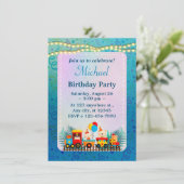 Happy Birthday Train Met Leuke Dieren Wensen Kaart (Staand voorkant)