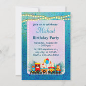 Happy Birthday Train Met Leuke Dieren Wensen Kaart (Voorkant)