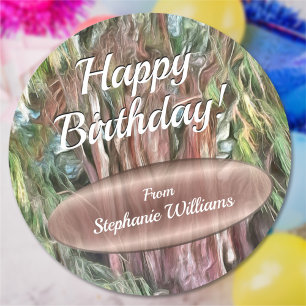 Happy Birthday Tree of Tule Oaxaca OAX1 Ronde Sticker