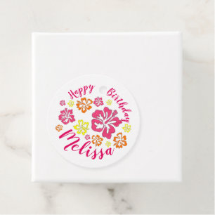 Happy Birthday Tropical Hawaiian Hibiscus Flowers Bedankjes Labels