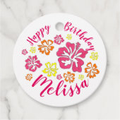 Happy Birthday Tropical Hawaiian Hibiscus Flowers Bedankjes Labels (Voorkant)