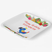 Happy Birthday Tropical Parrot Papieren Bordje (Gebogen)