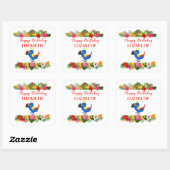 Happy Birthday Tropical Parrot Vierkante Sticker (Vel)