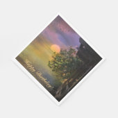 Happy Birthday Tropical Sunset Servet (Hoek)