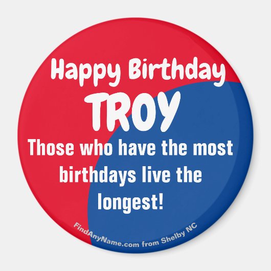 Happy Birthday TROY large magnet (Voorkant)