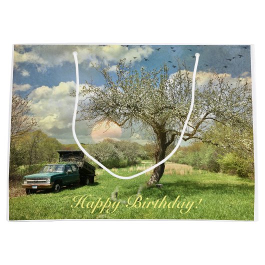 Happy Birthday  Truck Sunset Groot Cadeauzakje (Voorkant)