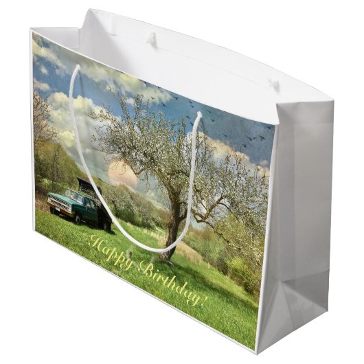 Happy Birthday  Truck Sunset Groot Cadeauzakje (Achterkant Gekanteld)