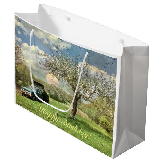 Happy Birthday  Truck Sunset Groot Cadeauzakje (Voorkant Gekanteld)