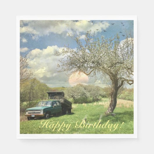 Happy Birthday Truck Sunset Servet (Voorkant)