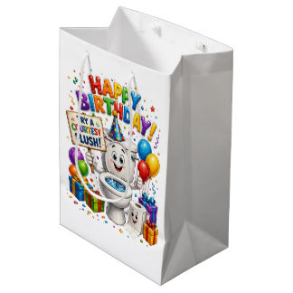 Happy Birthday Try a Courtesy Flush Toilette Humor Medium Cadeauzakje