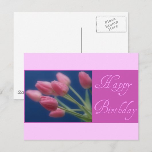Happy Birthday Tulips Briefkaart (Voorkant / Achterkant)