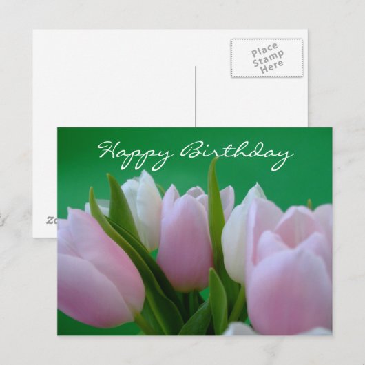 Happy Birthday - Tulpen Briefkaart (Voorkant / Achterkant)