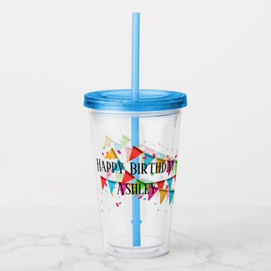 Happy Birthday Tumbler Acryl Drinkbeker (Voorkant)