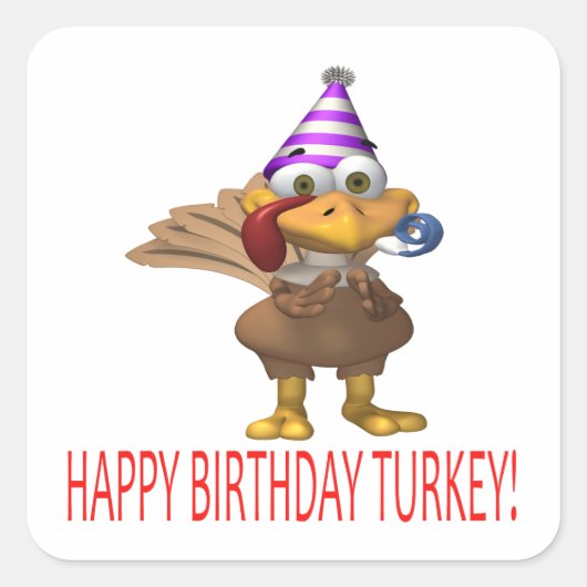 Happy Birthday Turkije Vierkante Sticker (Voorkant)