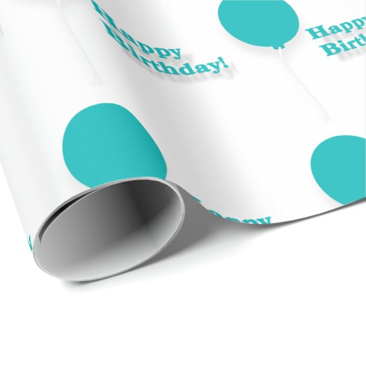Happy Birthday Turquoise Balloons Wrapping Paper Cadeaupapier (Rol Hoek)
