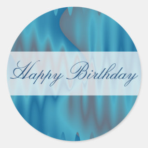 Happy Birthday turquoise satin Ronde Sticker