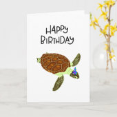 Happy Birthday Turtle kaart (Gele Bloem)