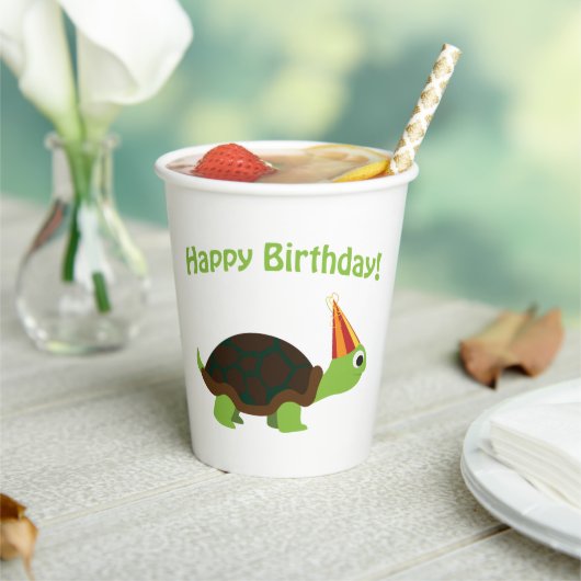 Happy Birthday Turtle Paper Cup Papieren Bekers (Insitu)