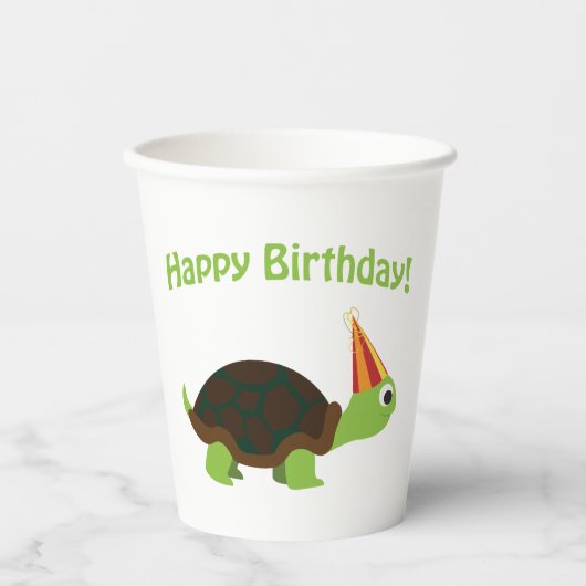Happy Birthday Turtle Paper Cup Papieren Bekers (Voorkant)