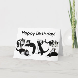 Happy Birthday Tuxedo Cats Card Kaart