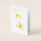 Happy Birthday Tuxedo Kat Gouden Folie Kaarten (Voorkant)