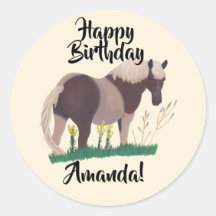 Happy Birthday twee getinte paard stickers