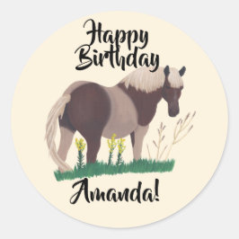 Happy Birthday twee getinte paard stickers