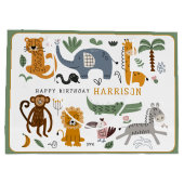 Happy Birthday Twee wilde Safari Dieren Kinder Groot Cadeauzakje (Achterkant)