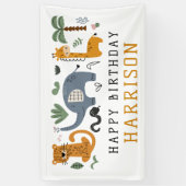 Happy Birthday Twee wilde Safari Dieren Kinder Spandoek (Verticaal)