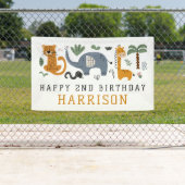 Happy Birthday Twee wilde Safari Dieren Kinder Spandoek (Insitu)