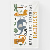 Happy Birthday Twee wilde Safari Dieren Kinder Spandoek (Verticaal)