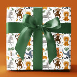 Happy Birthday Twee wilde Schattigee safaridieren Cadeaupapier<br><div class="desc">Happy Birthday Two Wild Birthday Safari Animals Schattigee Kinder Wrapping Paper Gift Wrap bevat grillige giraf, olifant, leeuw, zebra, luipaard, aap, slang, krokodil, schattige en kleurrijke wilde dieren met de tekst in modern zwart en mosterd typografie script. Perfect voor jongens of meisjes, kinderen verjaardagsfeestvieringen. Ontworpen door Evco Studio. Voor het...</div>