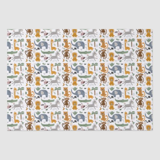 Happy Birthday Twee wilde Schattigee safaridieren Tissuepapier (Voorkant)