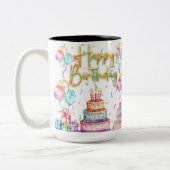 Happy Birthday Tweekleurige Koffiemok (Links)