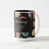 Happy Birthday Tweekleurige Koffiemok (Voorkant rechts)