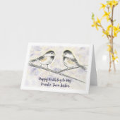 Happy Birthday Twin Sister, Sweet Chickadess, Tree Kaart (Gele Bloem)