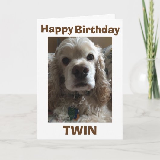 HAPPY BIRTHDAY TWIN ZEGT DEZE SCHATTIGEE COCKER SP KAART (Voorkant)
