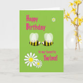 Happy Birthday Twins Kaart (Gele Bloem)