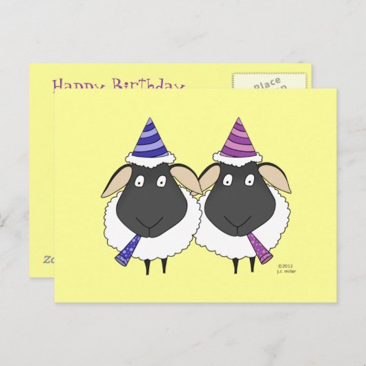 Happy Birthday Two Ewe Briefkaart (Voorkant / Achterkant)