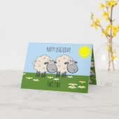 Happy Birthday Two Ewe Kaart (Gele Bloem)