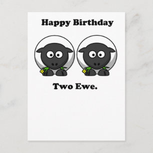 Happy Birthday Two Ewe to You Cartoon Briefkaart