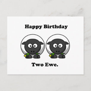 Happy Birthday Two Ewe to You Cartoon Briefkaart